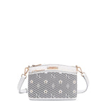OUR GRACIE CROSSBODY WITH LACER-CUT AND RHINESTONES DETAILS IN COLOR WHITE.