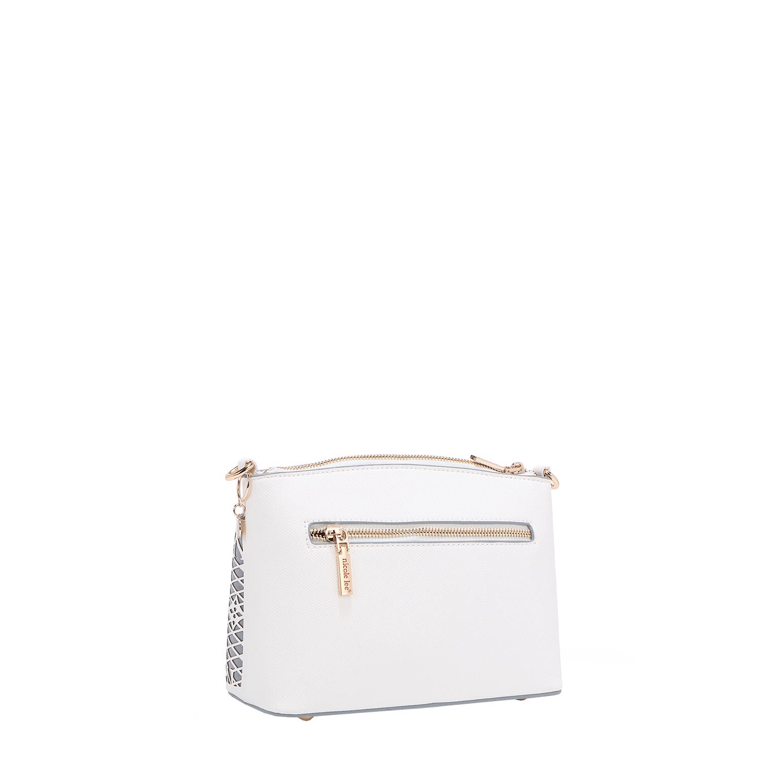 OUR GRACIE CROSSBODY BACK ZIP POCHET MADE WITH VEGAN LEATHER EXTERIOR.