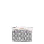 OUR GRACIE CROSSBODY WITH LACER-CUT AND RHINESTONES DETAILS IN COLOR WHITE.