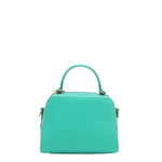 BACK OF OUR GRACIE MINI HANDBAG MADE WITH VEGAN LEATHER EXTERIOR.
