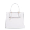 BACK OF OUR GRACIE STRUCTURED TOTE MADE WITH VEGAN LEATHER EXTERIOR.