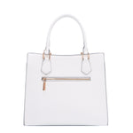 BACK OF OUR GRACIE STRUCTURED TOTE MADE WITH VEGAN LEATHER EXTERIOR.