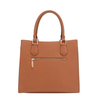 BACK OF OUR GRACIE STRUCTURED TOTE MADE WITH VEGAN LEATHER EXTERIOR.