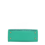 BOTTOM OF OUR GRACIE STRUCTURE TOTE WITH GOLD TONE HARDWARE