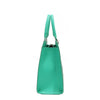 OUR GRACIE STRUCTURED TOTE WITH LACER-CUT AND RHINESTONES DETAILS IN COLOR EMERALD.