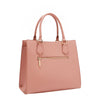 BACK OF OUR GRACIE STRUCTURED TOTE MADE WITH VEGAN LEATHER EXTERIOR.