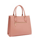 BACK OF OUR GRACIE STRUCTURED TOTE MADE WITH VEGAN LEATHER EXTERIOR.