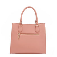 BACK OF OUR GRACIE STRUCTURED TOTE MADE WITH VEGAN LEATHER EXTERIOR.