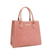 OUR GRACIE STRUCTURED TOTE WITH LACER-CUT AND RHINESTONES DETAILS IN COLOR PINK.