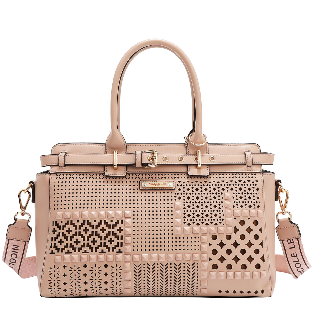 GEOMETRIC CUTOUT SATCHEL BAG
