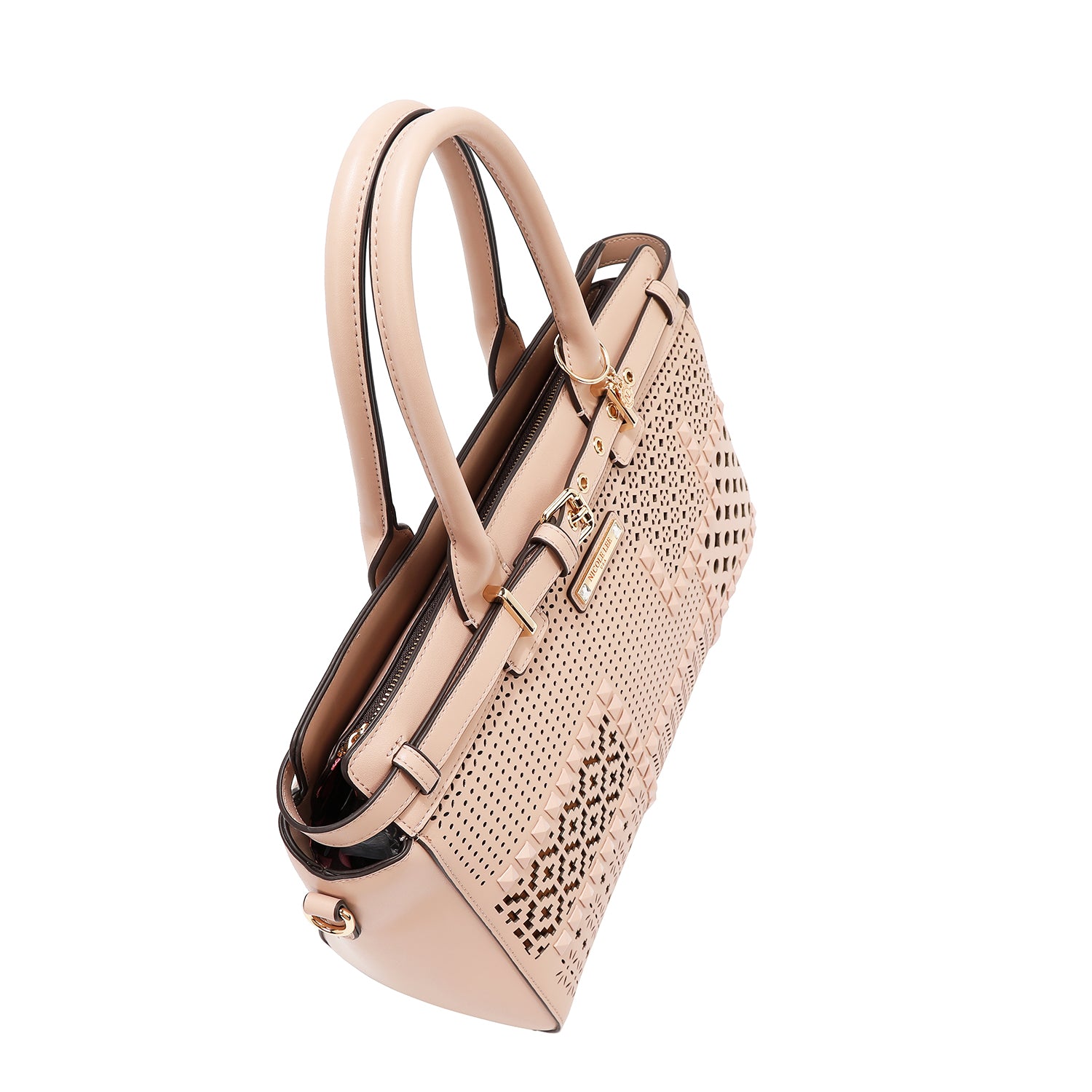 GEOMETRIC CUTOUT SATCHEL BAG