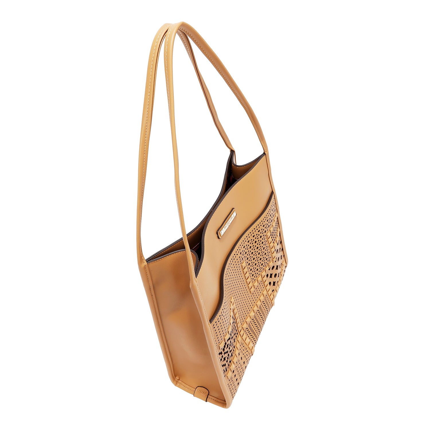 GEOMETRIC CUTOUT 2 PIECE TOTE BAG