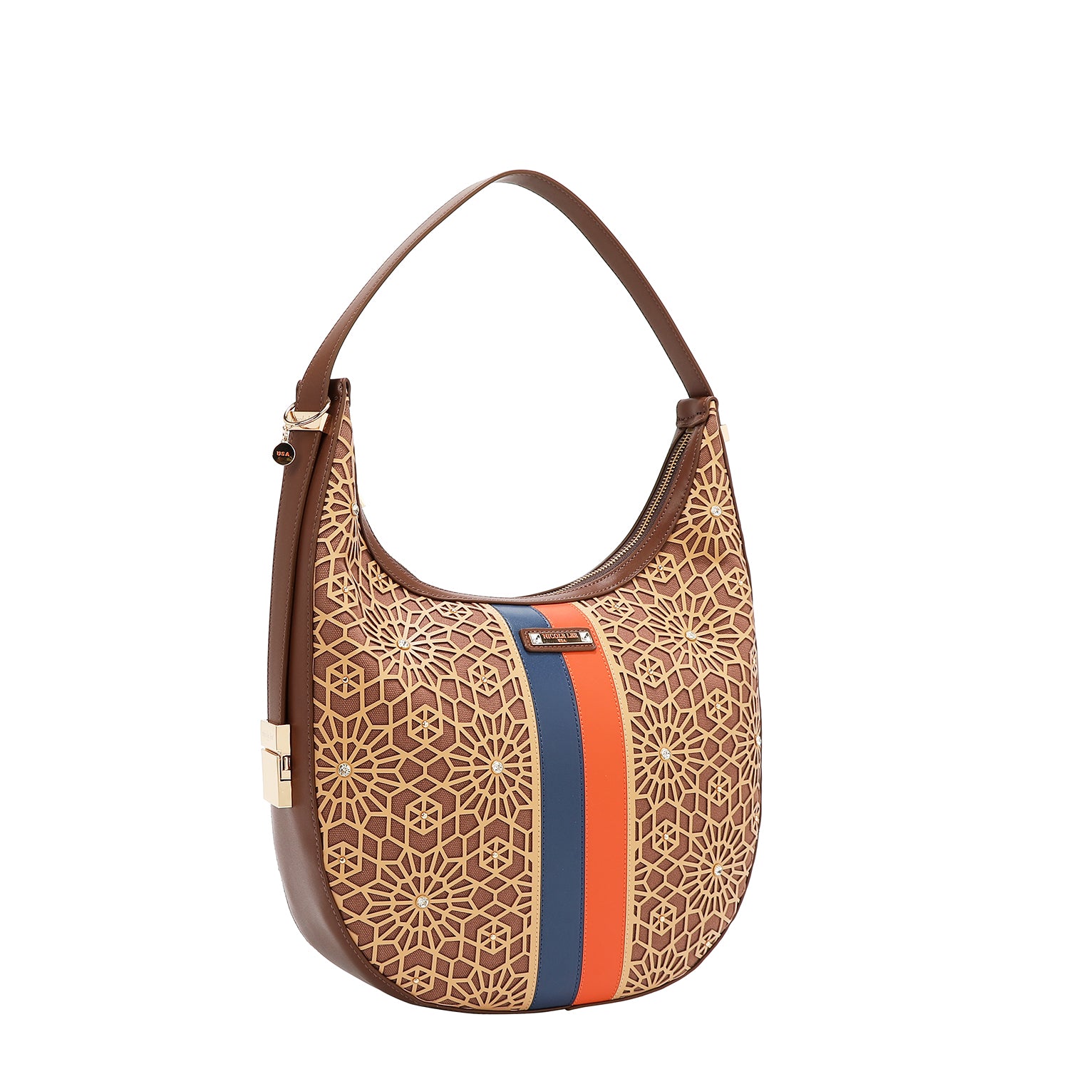 GEOMETRIC LASER CUT HOBO BAG