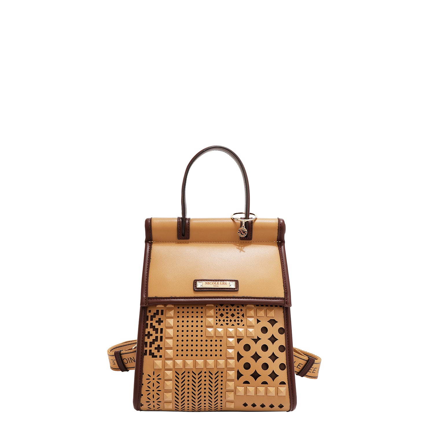 GEOMETRIC CUTOUT CONVERTIBLE BACKPACK / TOP HANDLE BAG