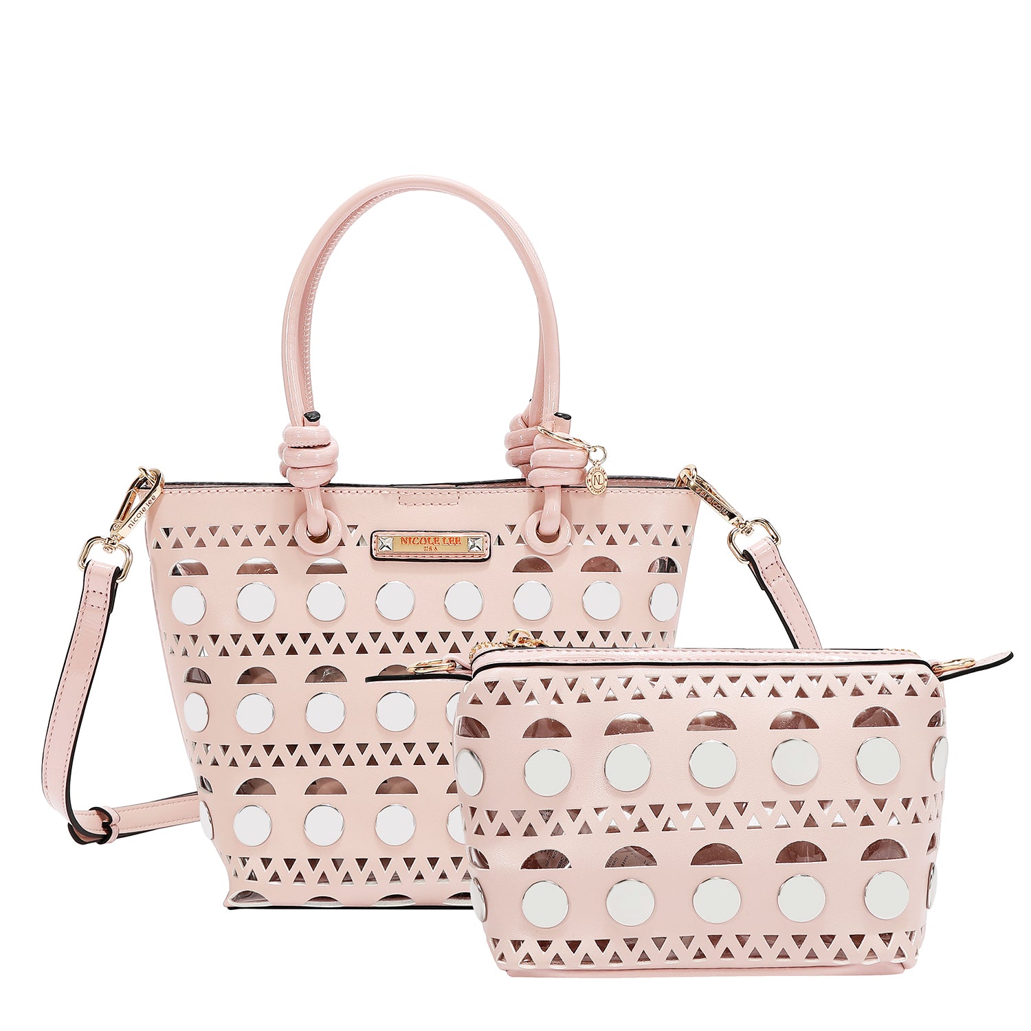 SILVER POP STUD 2 PC BUCKET BAG