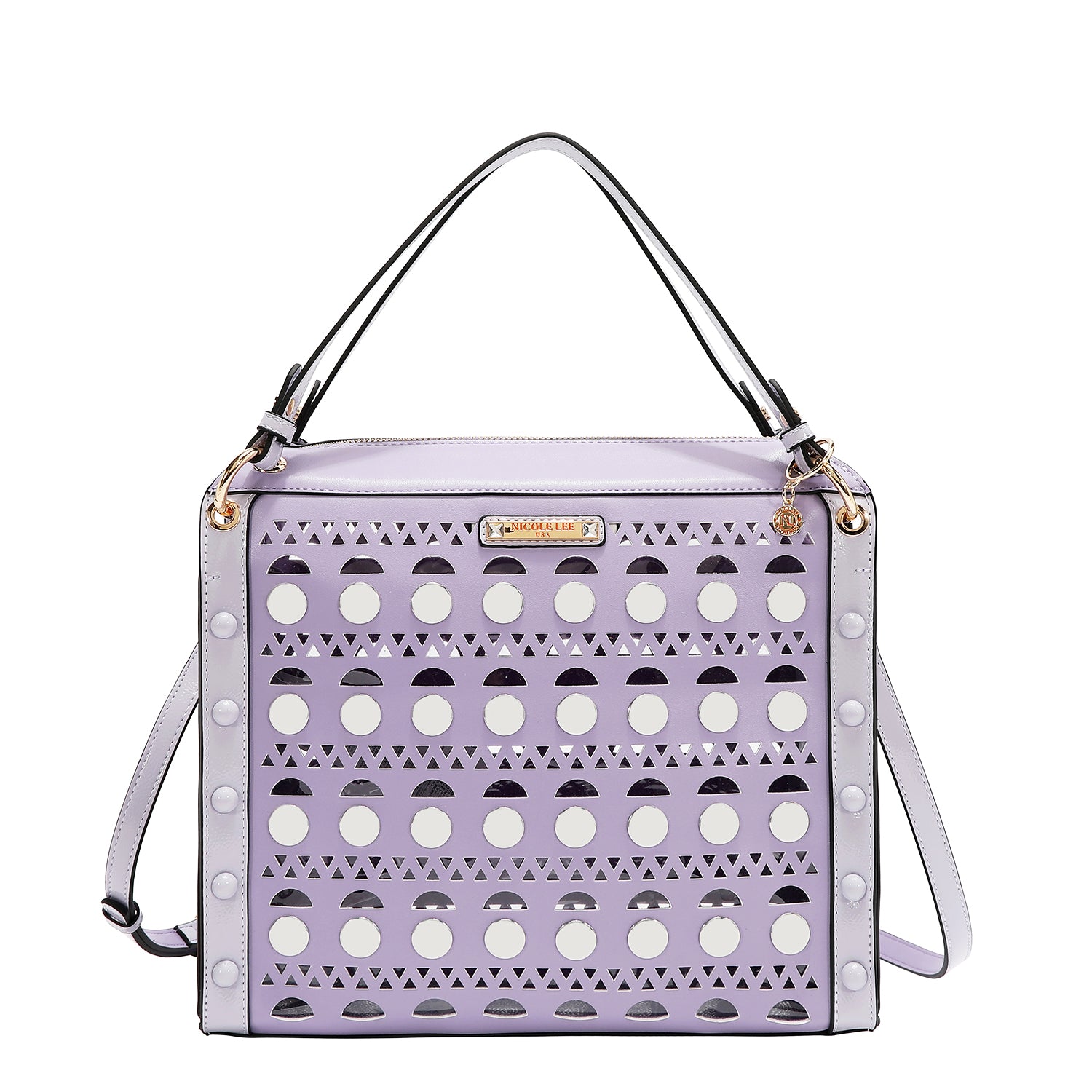 SILVER POP STUD SATCHEL BAG