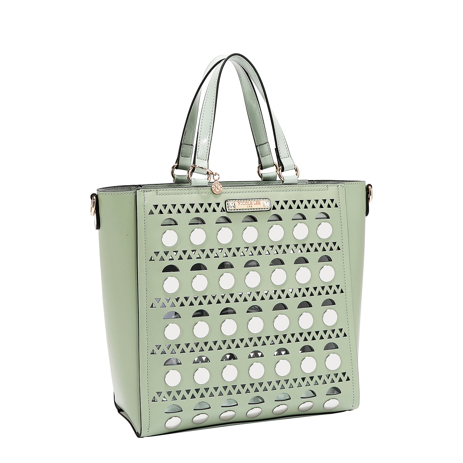 SILVER POP STUD TOTE BAG