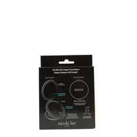 THE FRONT OF THE BOX IS BLACK, AND DESCRIBES THE PARTS OF THE MIRROR.