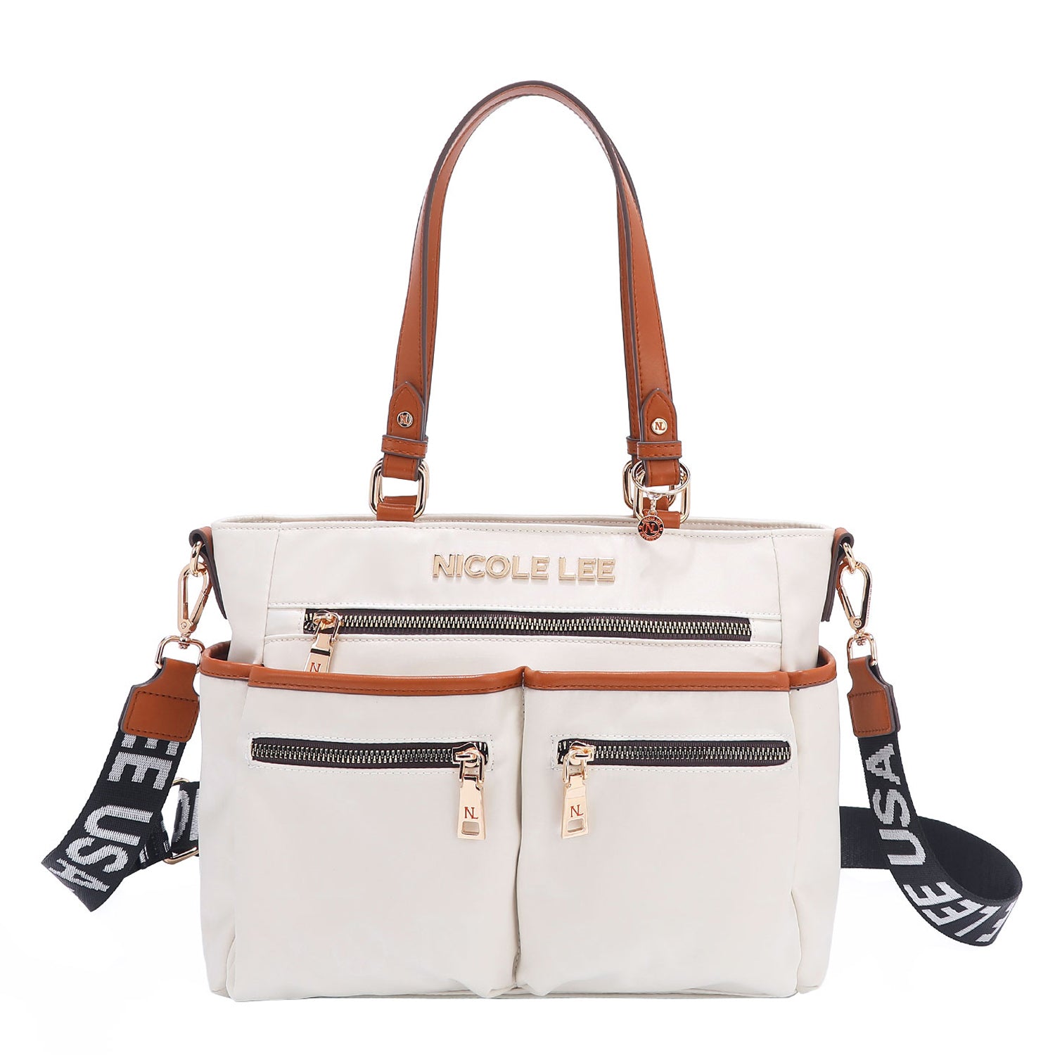 OUR NICOLE LEE MARGOT TOTE IN WHITE WITH STRAPS