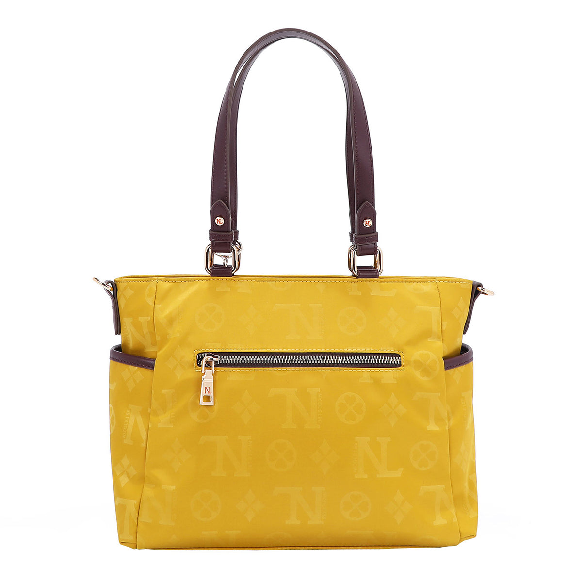 THE BACK OF OUR MARGOT TOTE BAG WITH BACK ZIP POCKET.