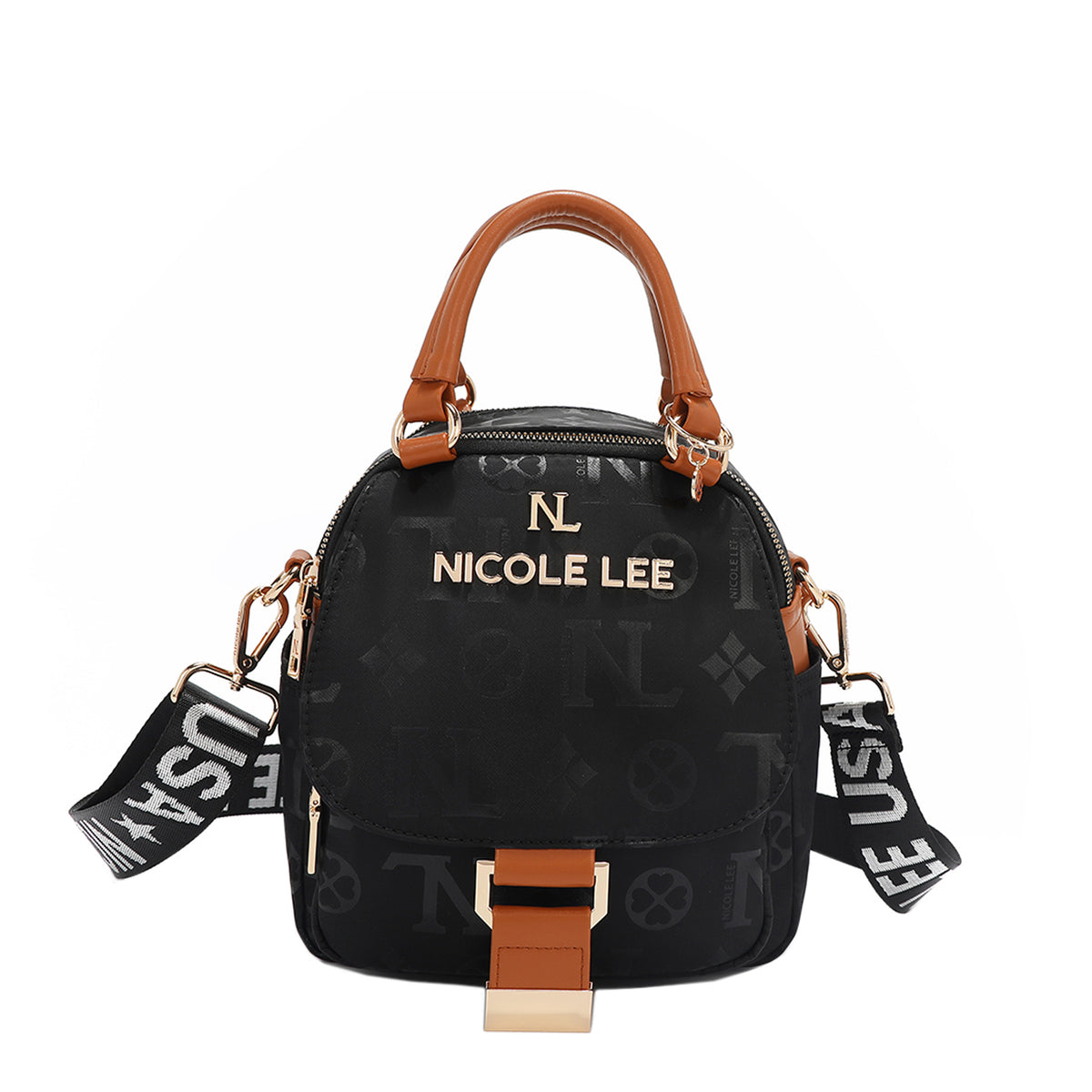 OUR NICOLE LEE MARGOT MULTI-WEAR DOME BAG IN BLACK WITH STRAPS