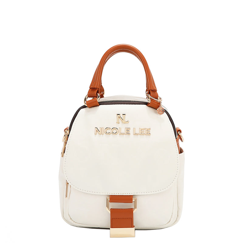 OUR NICOLE LEE MARGOT MULTI-WEAR DOME BAG IN WHITE. 