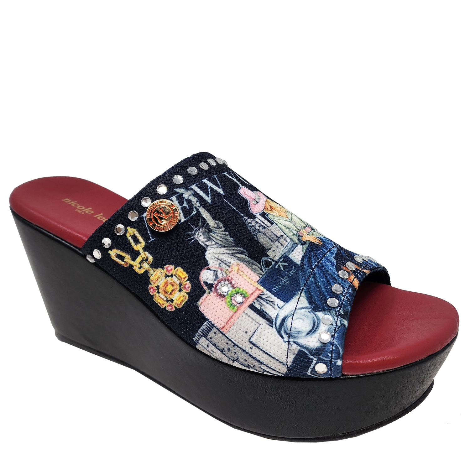 Casual Wedge Sandals Fashion Print Diamond Rhinestone
