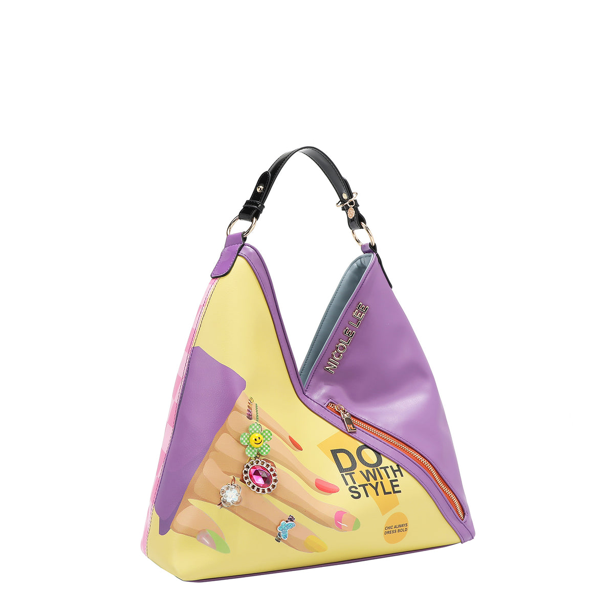 OUR HOBO BAG IN OUR NICOLE LEE NAIL POLISH DESIGN.