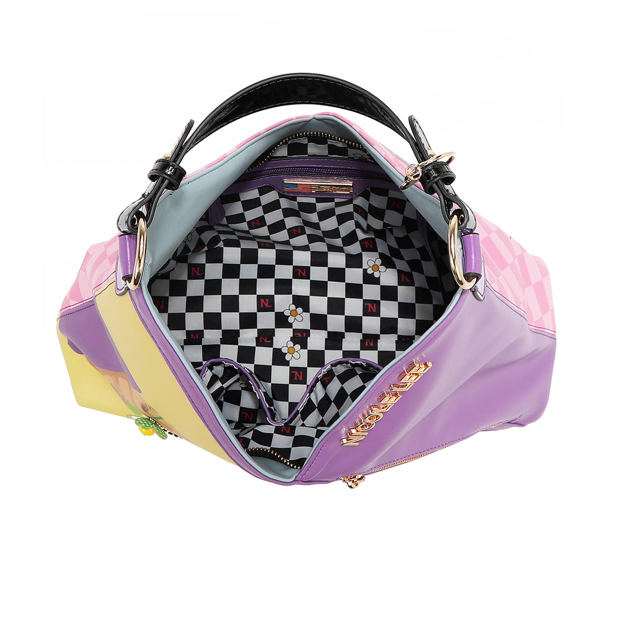 A VIEW FROM ABOVE WIT AN EXCLUSIVE CHECHER PRINT INTERIOR LINING IN POLYESTER.