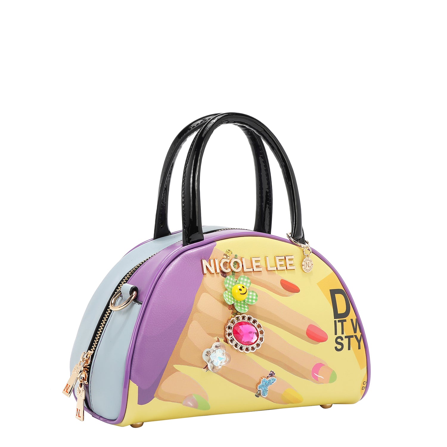 OUR NICOLE LEE MINI DOME BAG IN OUR NAIL POLISH DESING.