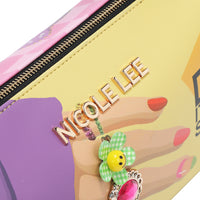 Close-up of our Nail Polish Shoulder bag charms and our Nicole Lee Logo