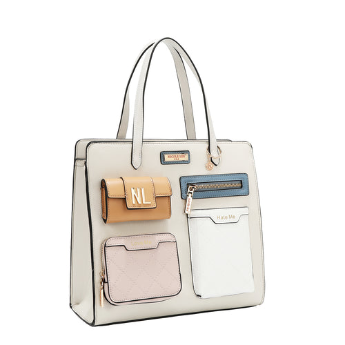 COLORBLOCK POCKET TOTE BAG