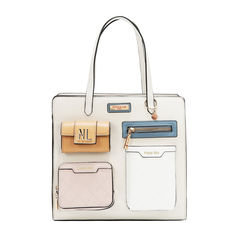COLORBLOCK POCKET TOTE BAG