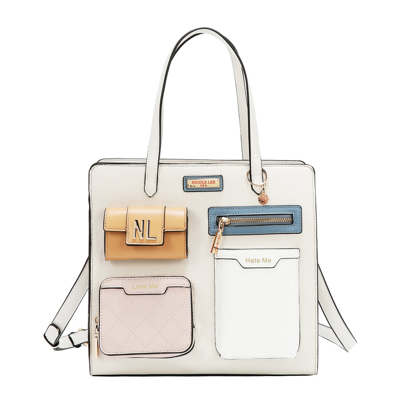 COLORBLOCK POCKET TOTE BAG