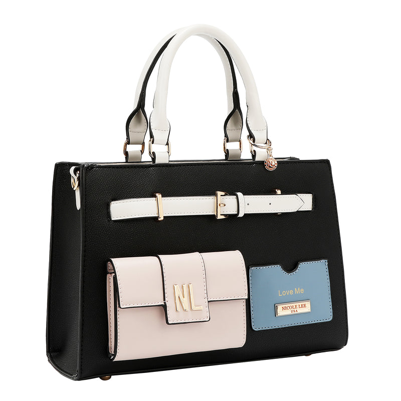 COLORBLOCK POCKET SATCHEL BAG