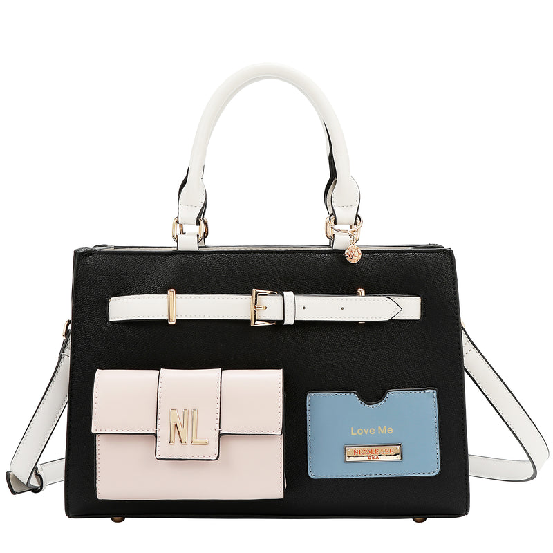 COLORBLOCK POCKET SATCHEL BAG