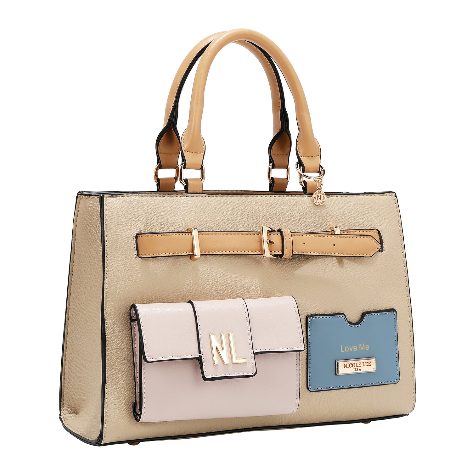 COLORBLOCK POCKET SATCHEL BAG