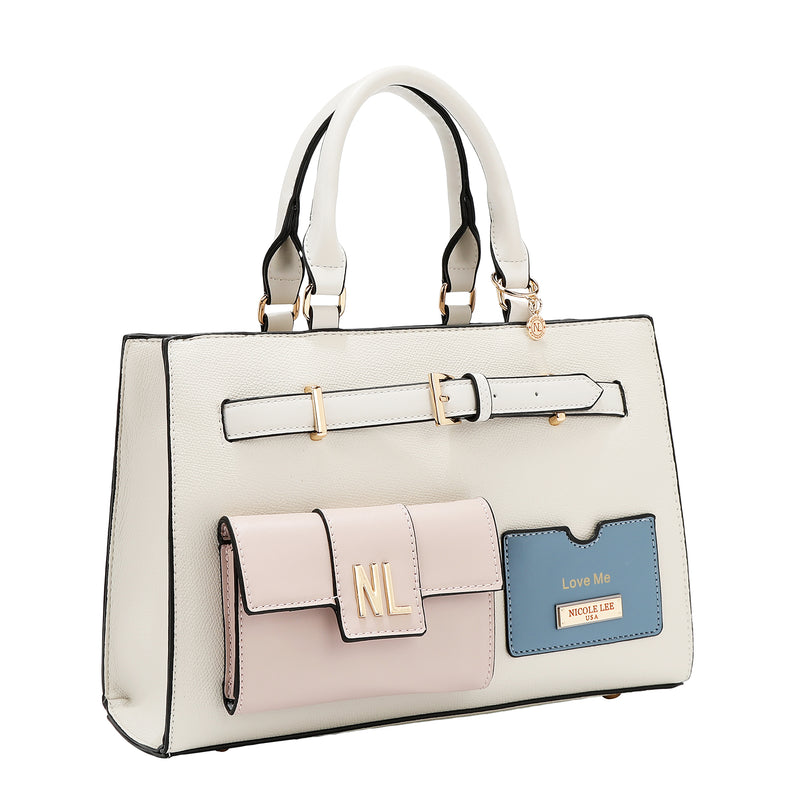 COLORBLOCK POCKET SATCHEL BAG