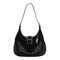 FLORAL LEAF CRESCENT SHOULDER BAG