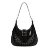 FLORAL LEAF CRESCENT SHOULDER BAG