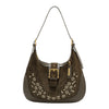 FLORAL LEAF CRESCENT SHOULDER BAG