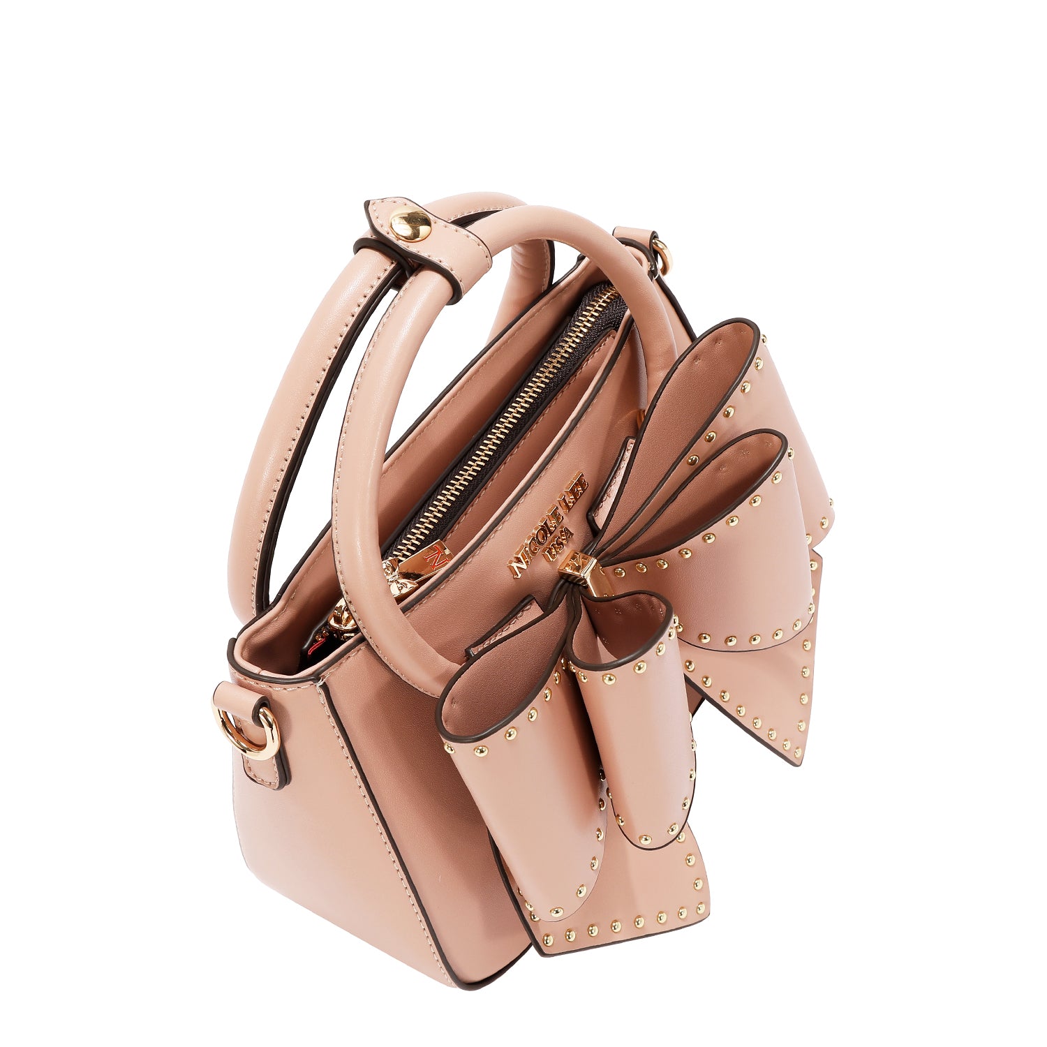 STUDDED BOW HANDBAG