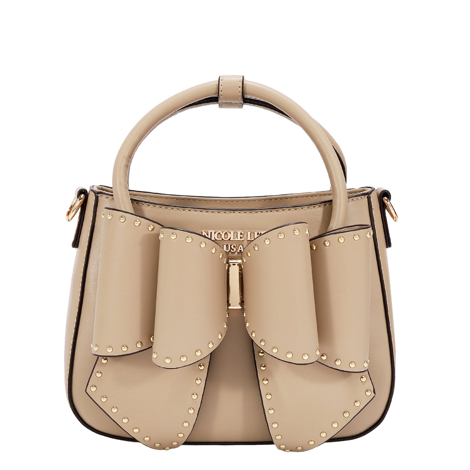 STUDDED BOW HANDBAG