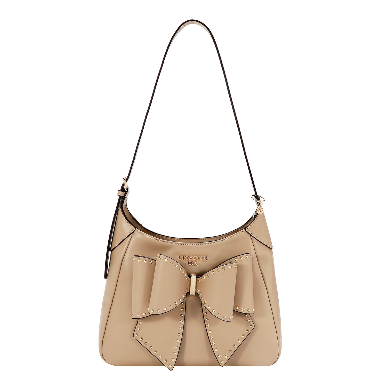 STUDDED BOW SHOULDER BAG