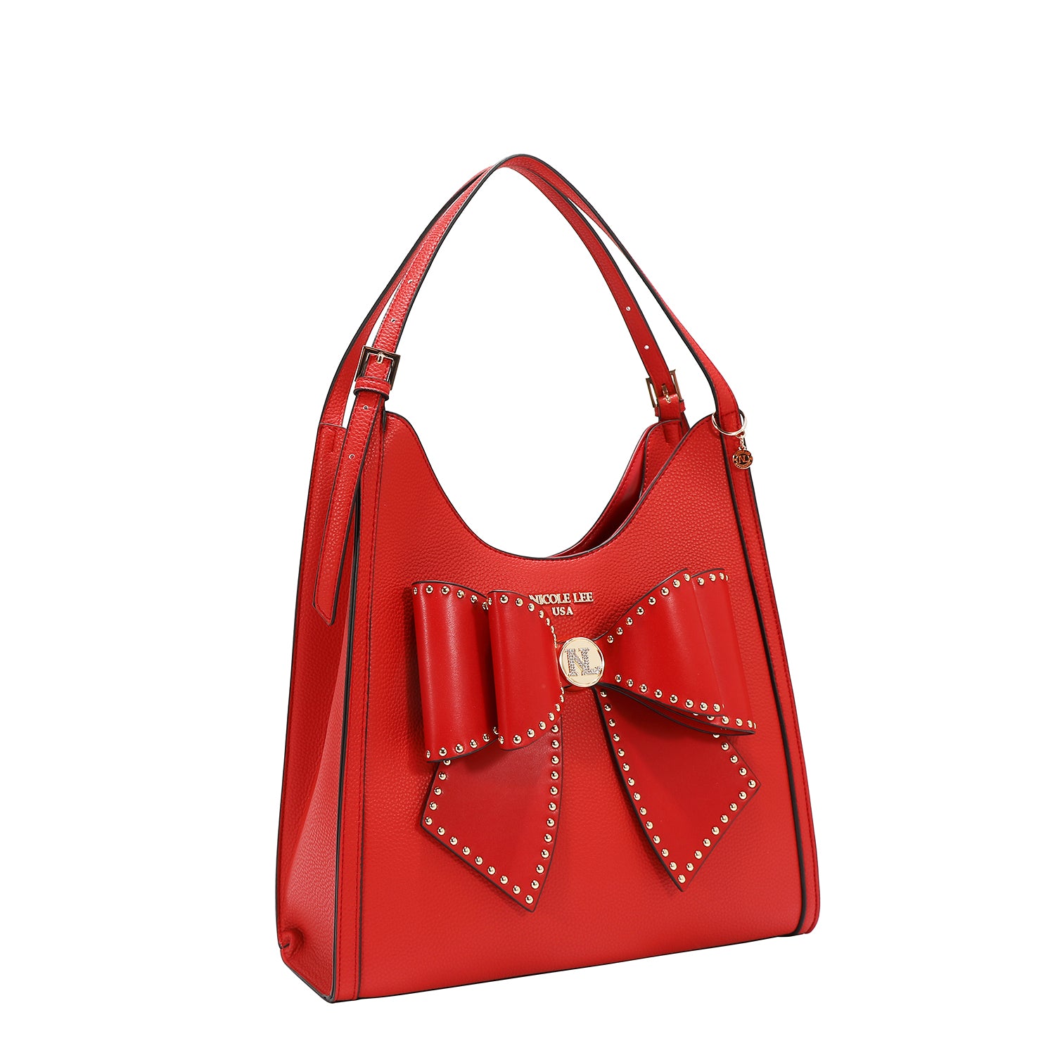 STUDDED BOW HOBO BAG