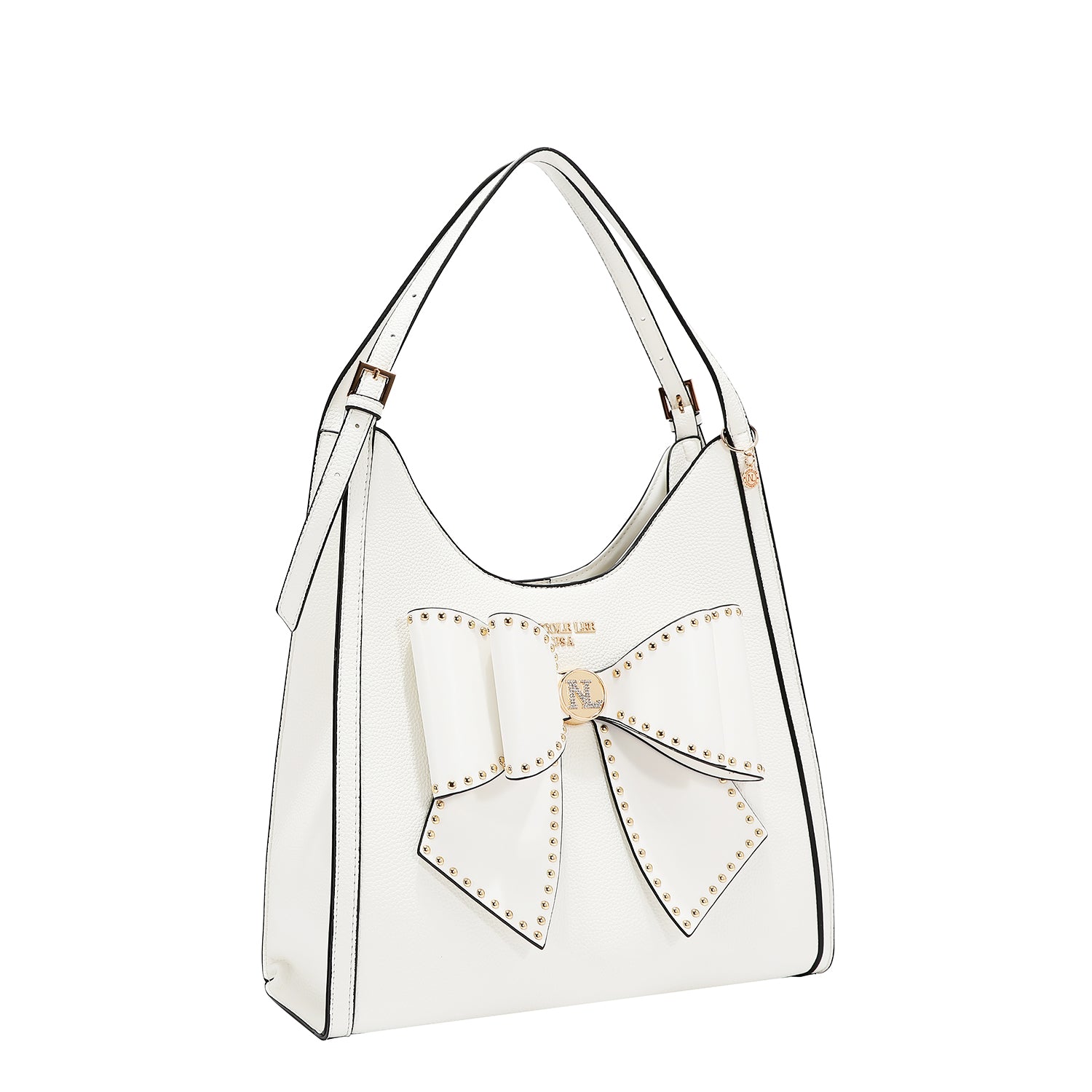 STUDDED BOW HOBO BAG