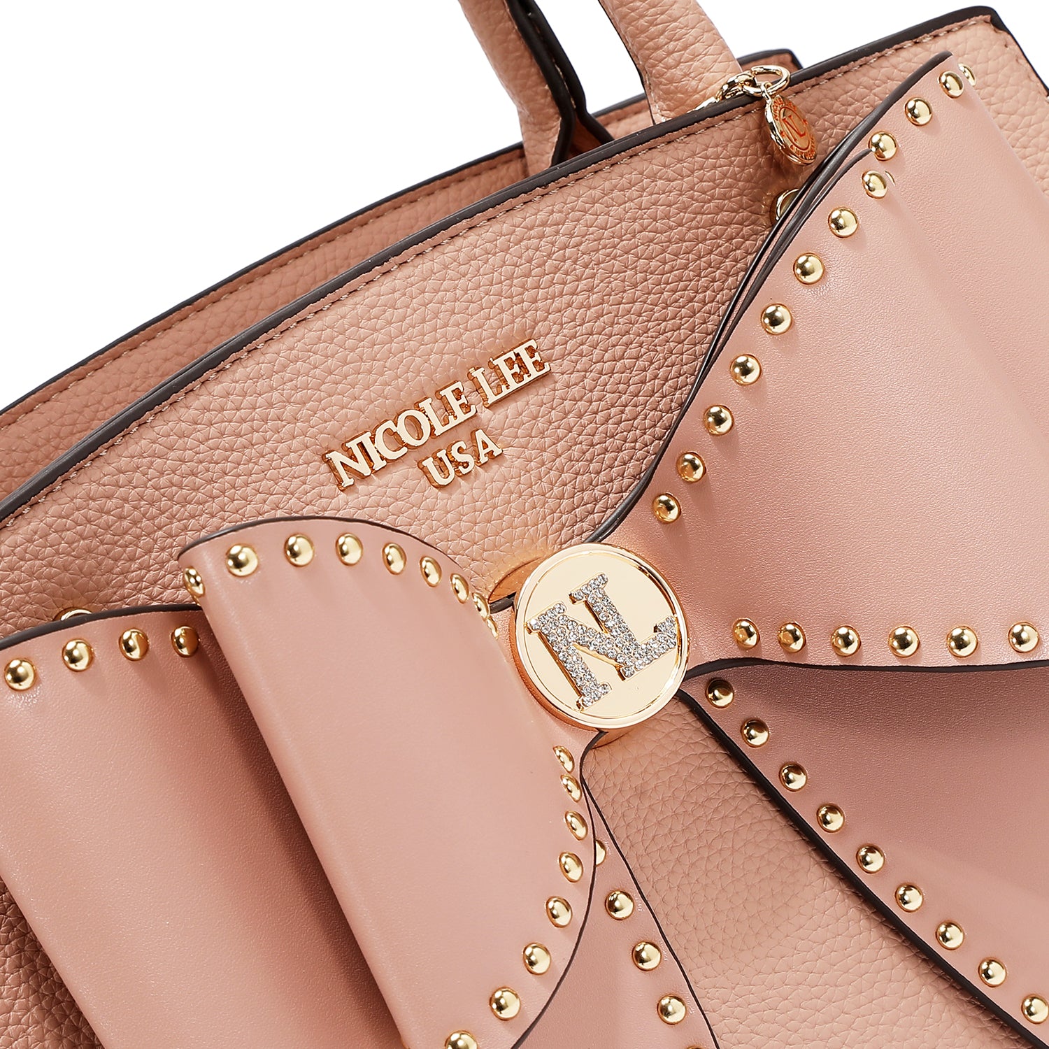 STUDDED BOW SATCHEL BAG