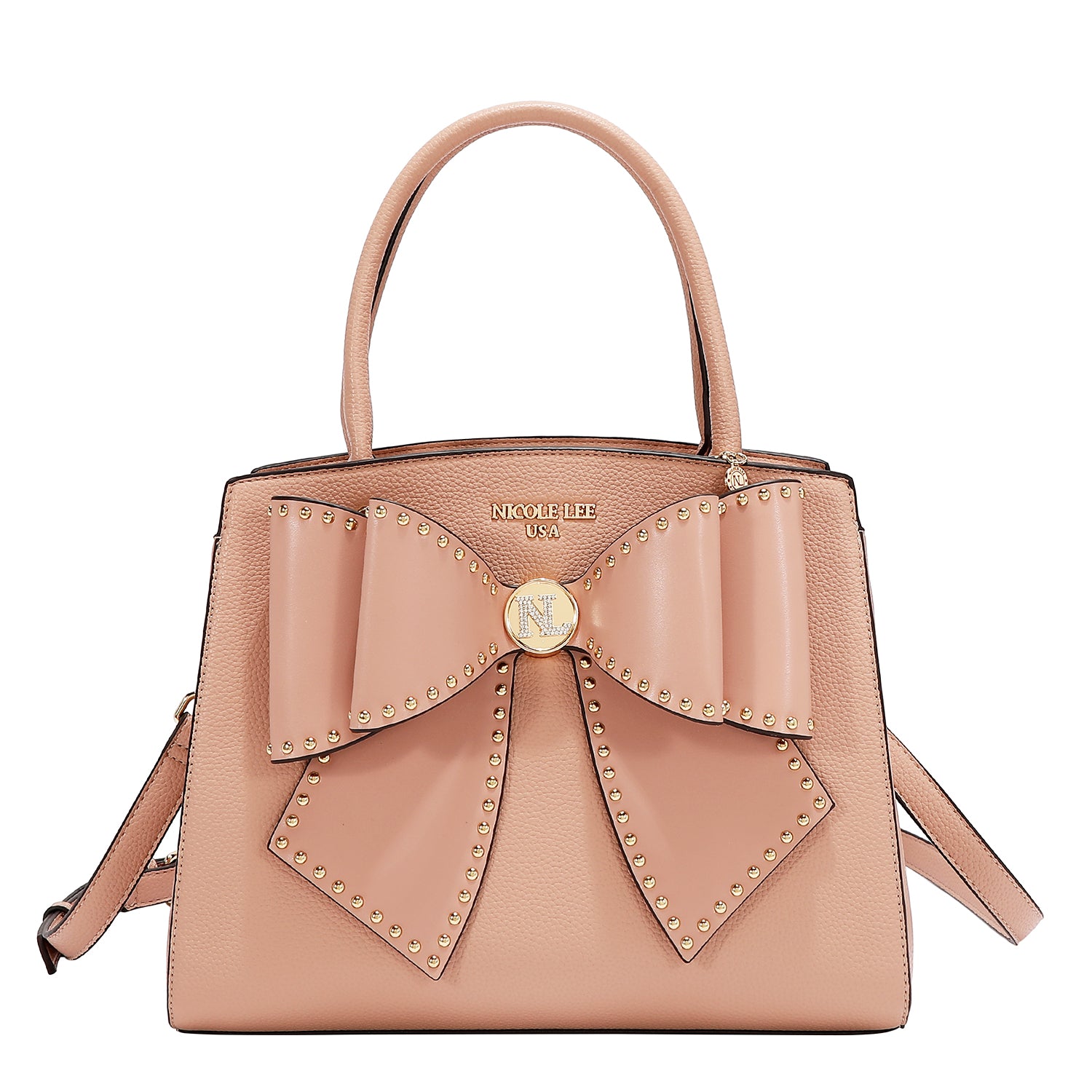 STUDDED BOW SATCHEL BAG