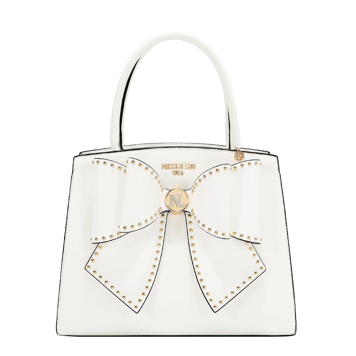 STUDDED BOW SATCHEL BAG