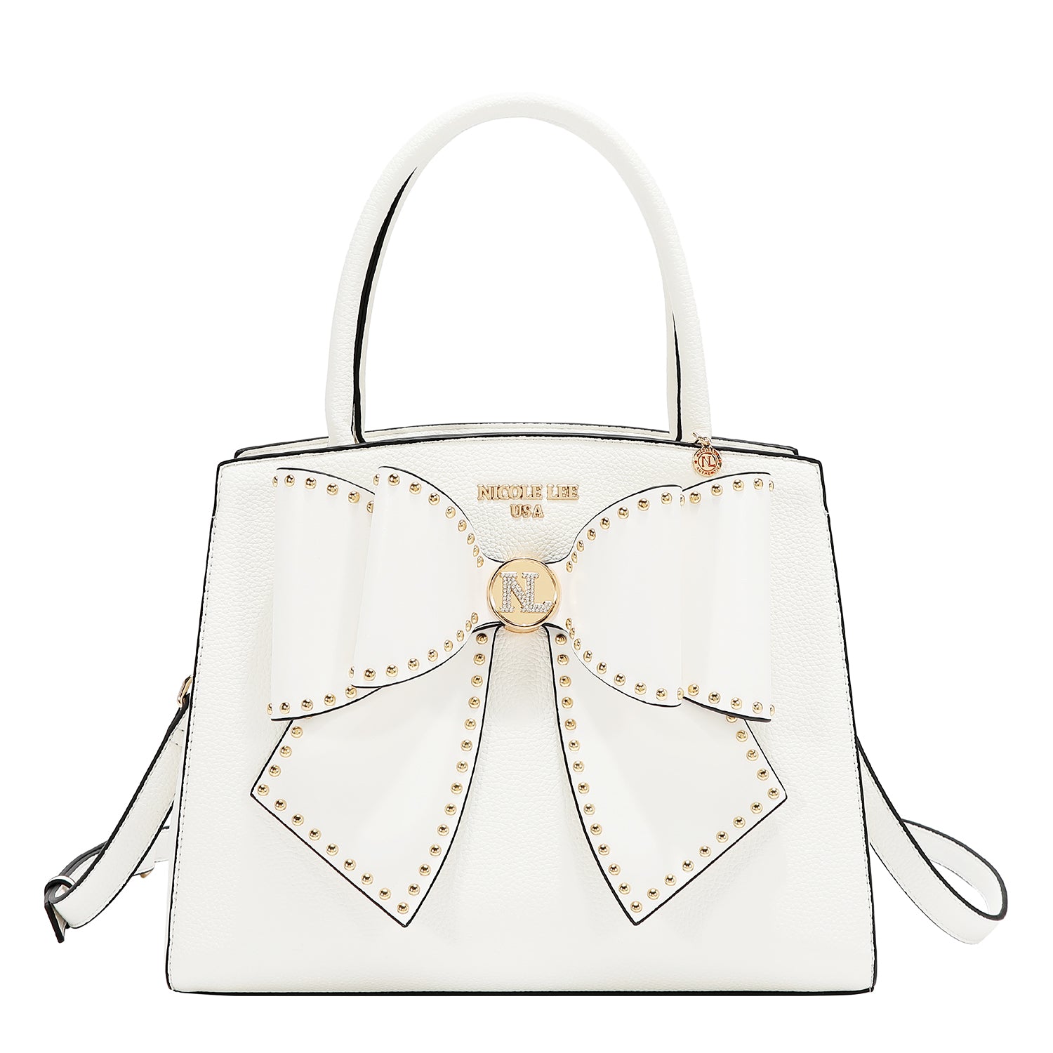 STUDDED BOW SATCHEL BAG